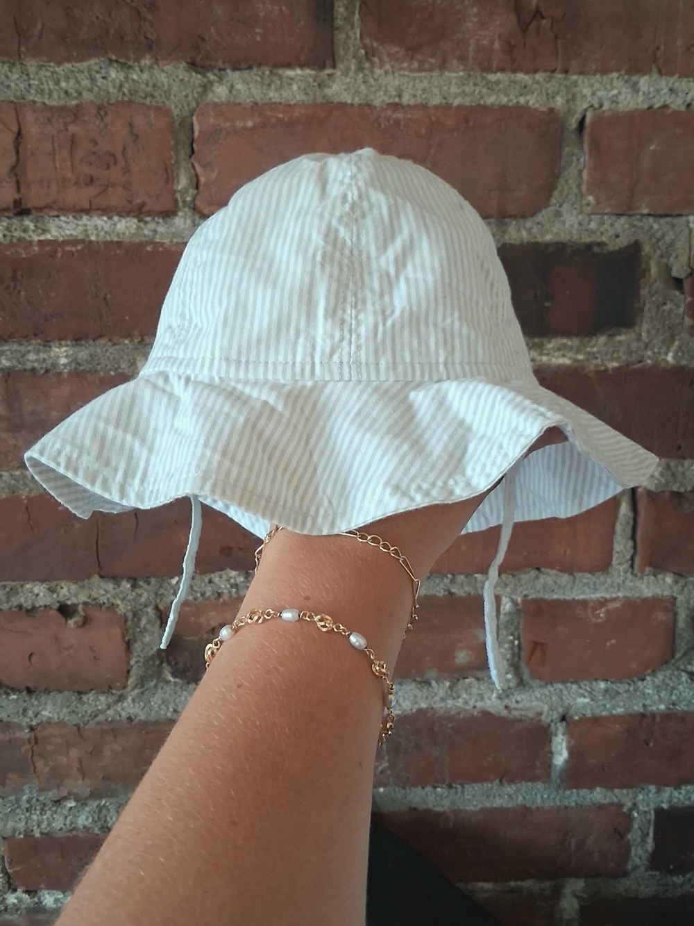 Striped Sunhat with Chin Ties